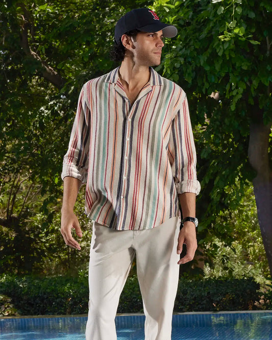 Multicoloured Dobby Striped Shirt